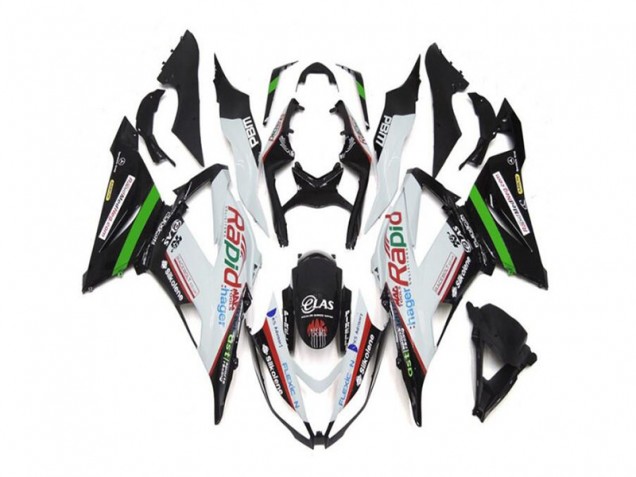 Bianco Nero ABS Kit Carenatura Moto ZX6R 2013-2018 Bianco Nero ABS Kit Carenatura Moto ZX6R 2013-2018