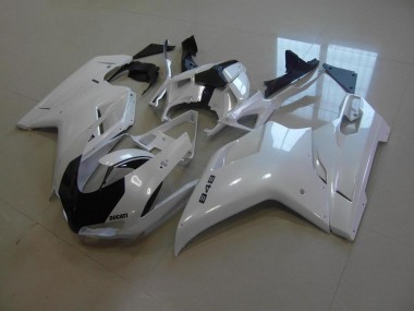 Bianco Perla Nero Banda Carene Moto Ducati 848 1098 1198 2007-2014